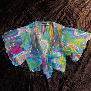 Tie Front Paisley Splash Top